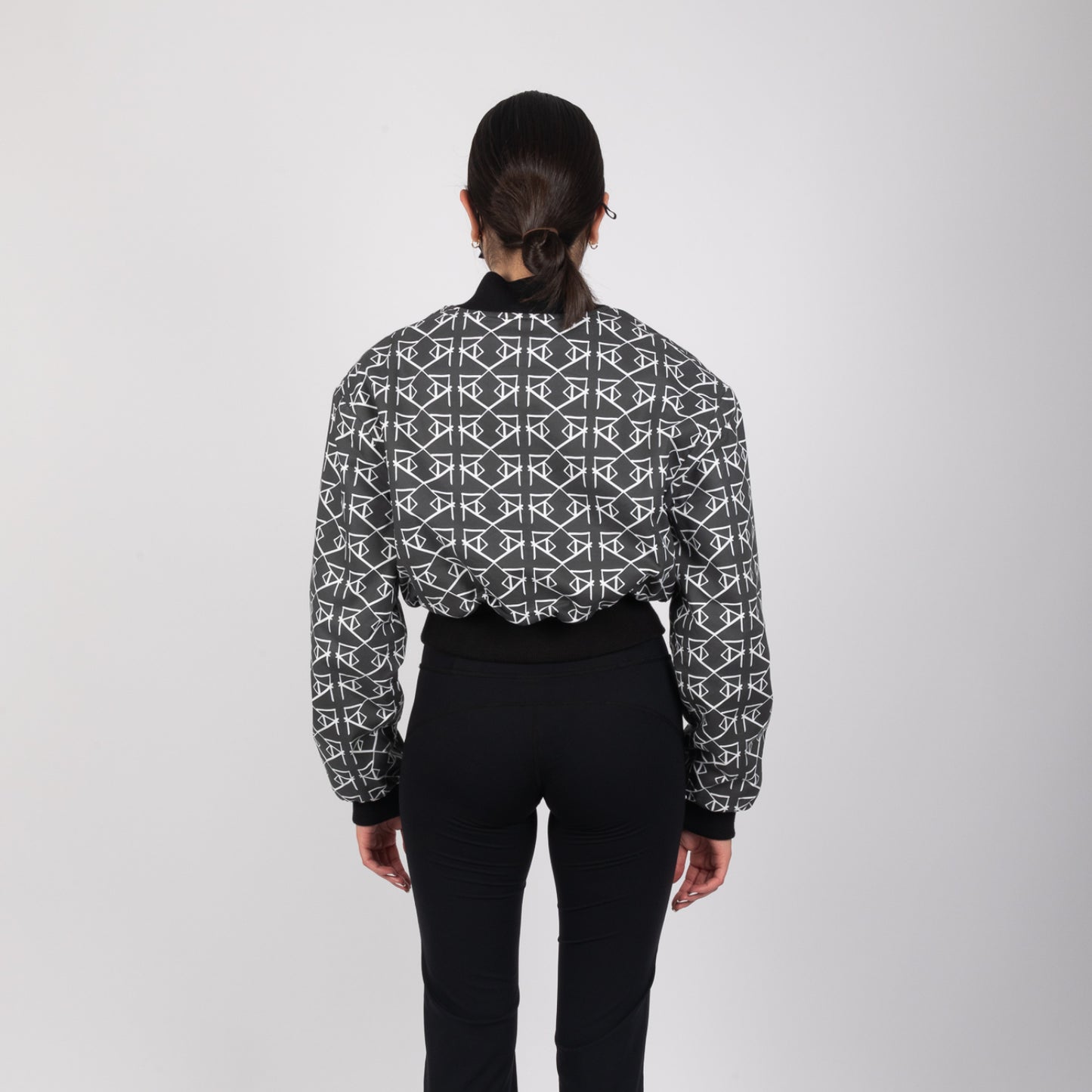 MONOGRAM CROPPED BOMBER JACKET