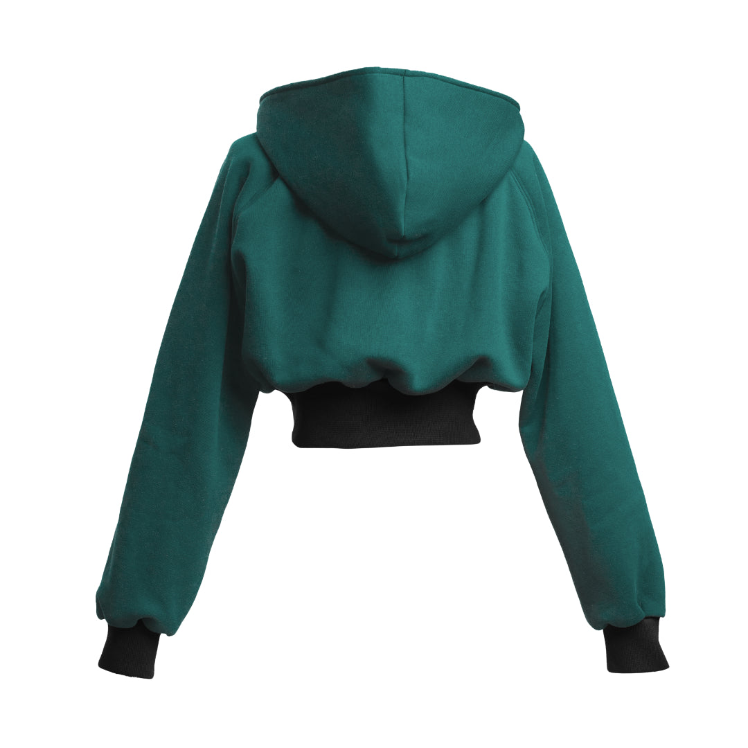 BOTTLE GREEN CROPPED HOODIE