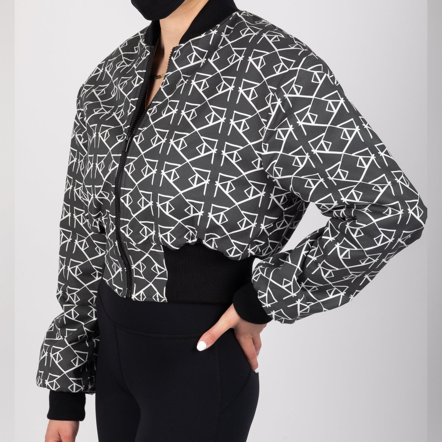 MONOGRAM CROPPED BOMBER JACKET