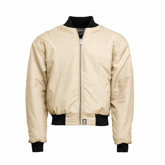 REVERSIBLE BOMBER JACKET: BEIGE/BLACK