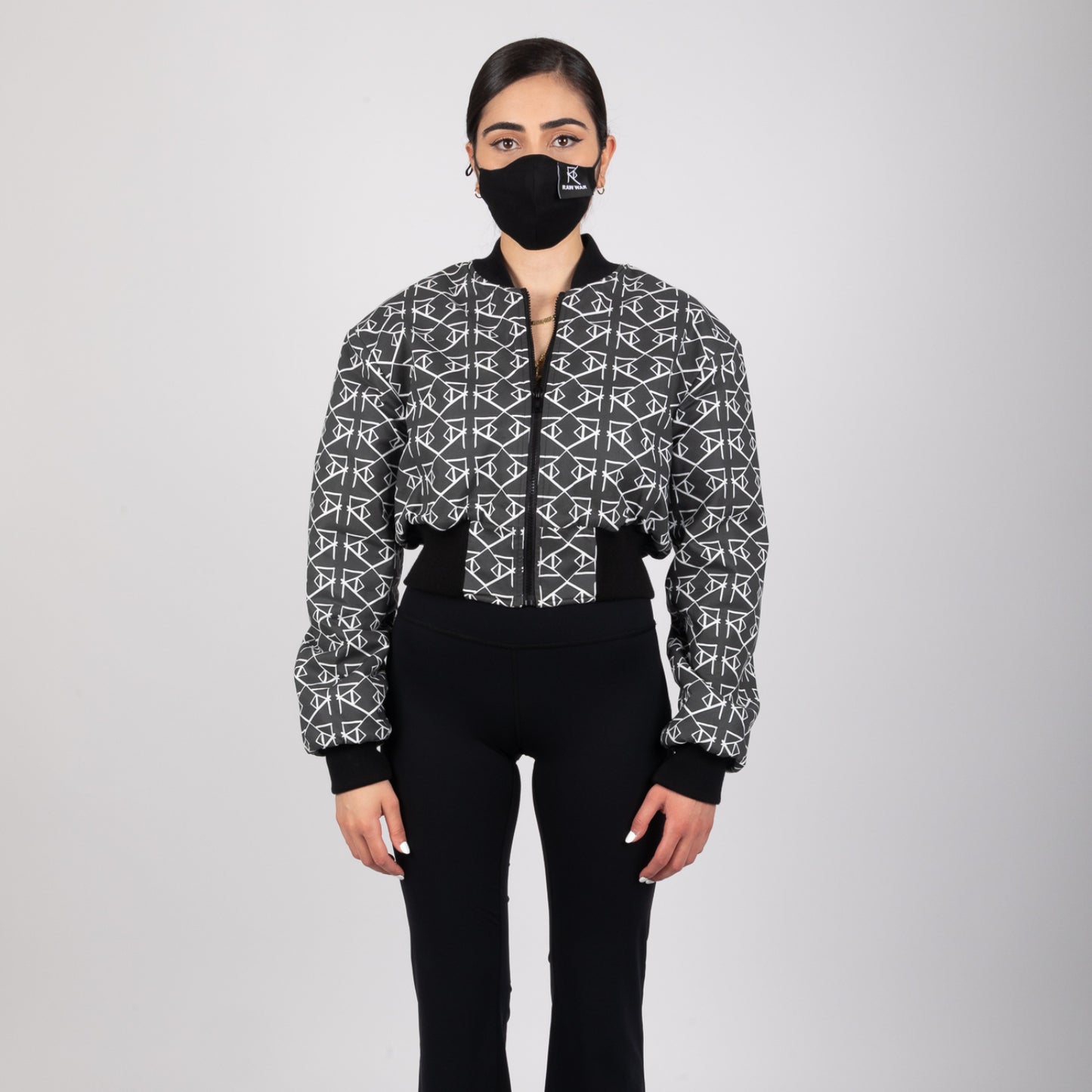 MONOGRAM CROPPED BOMBER JACKET