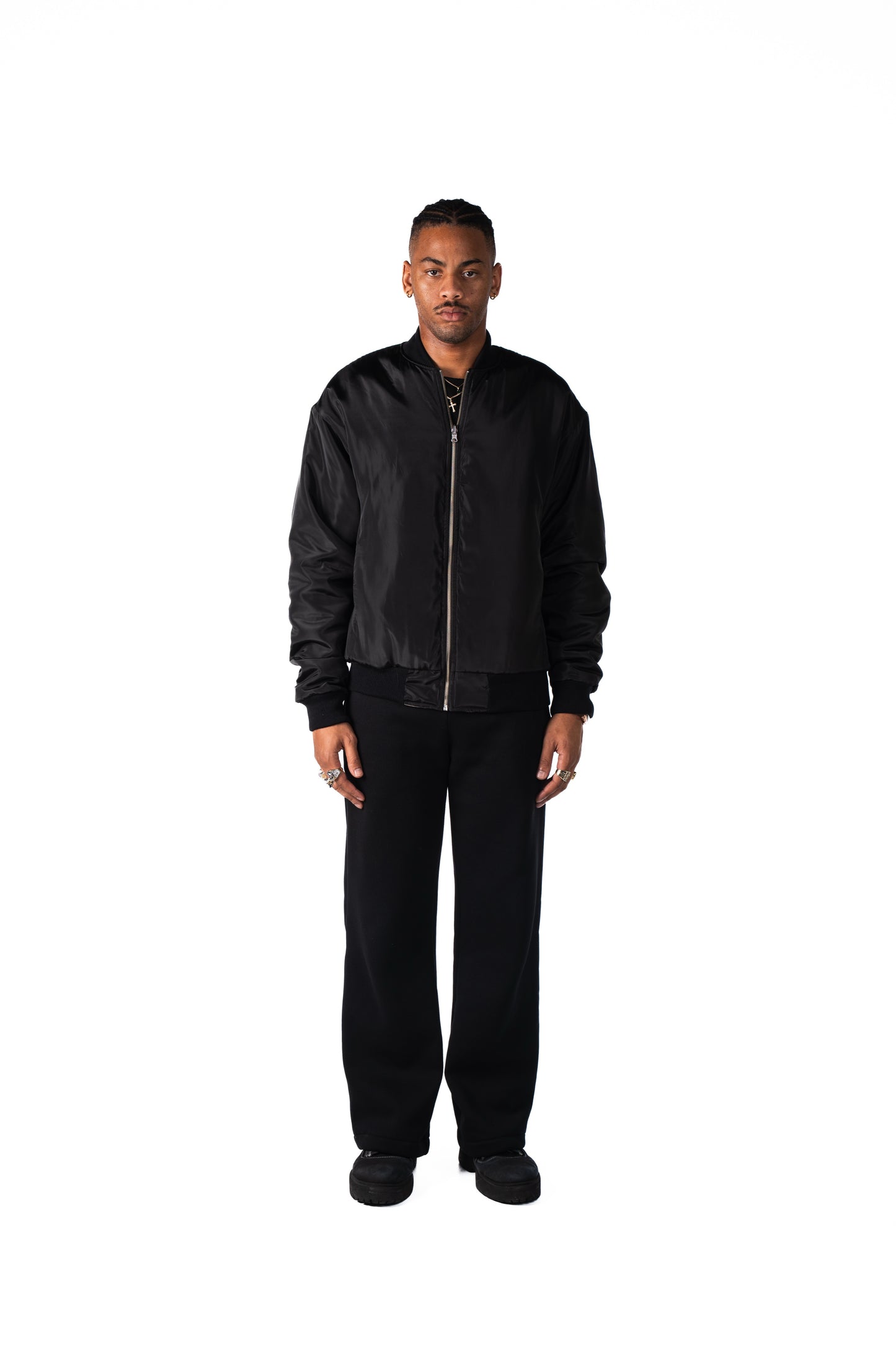 REVERSIBLE BOMBER JACKET: BEIGE/BLACK