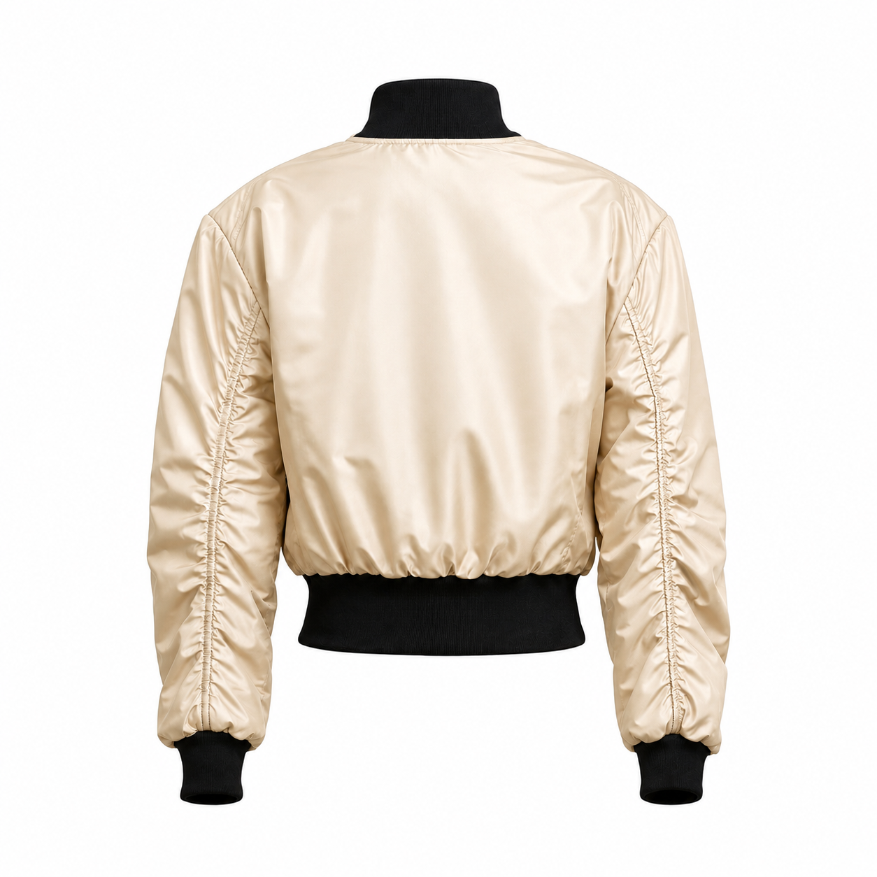 REVERSIBLE BOMBER JACKET: BEIGE/BLACK