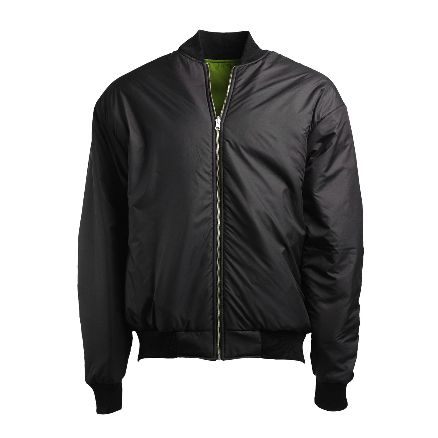 REVERSIBLE OLIVE GREEN // BLACK BOMBER JACKET