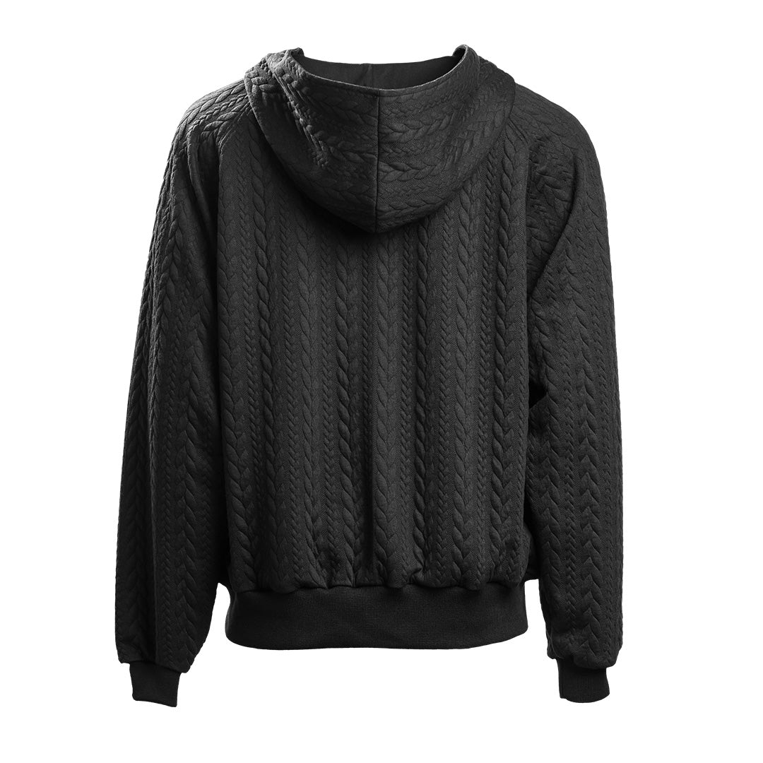 CABLE KNIT HOODIE [BLACK]