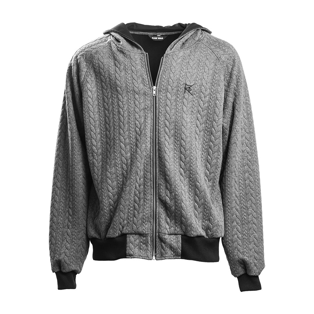 CABLE KNIT HOODIE [GREY]