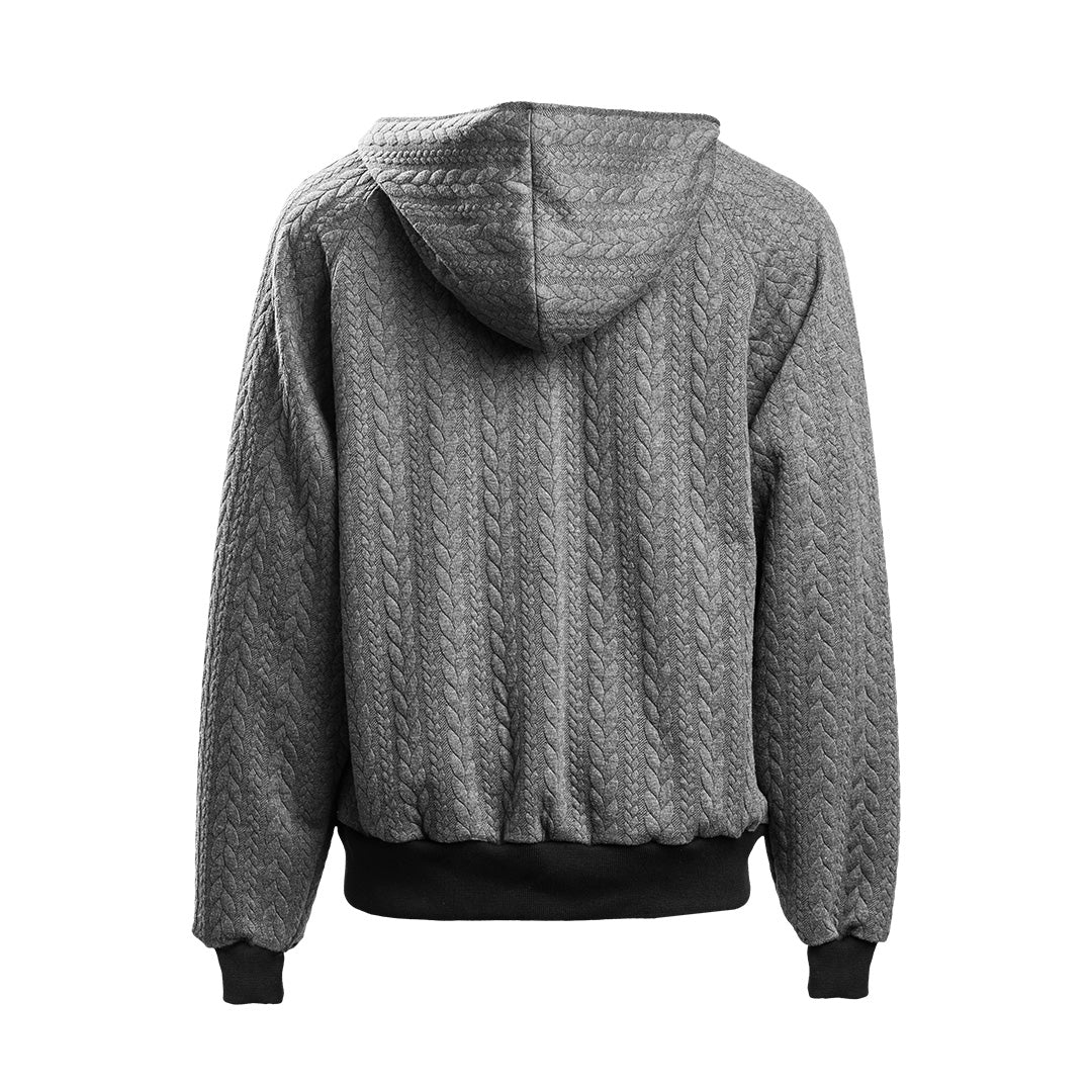 CABLE KNIT HOODIE [GREY]