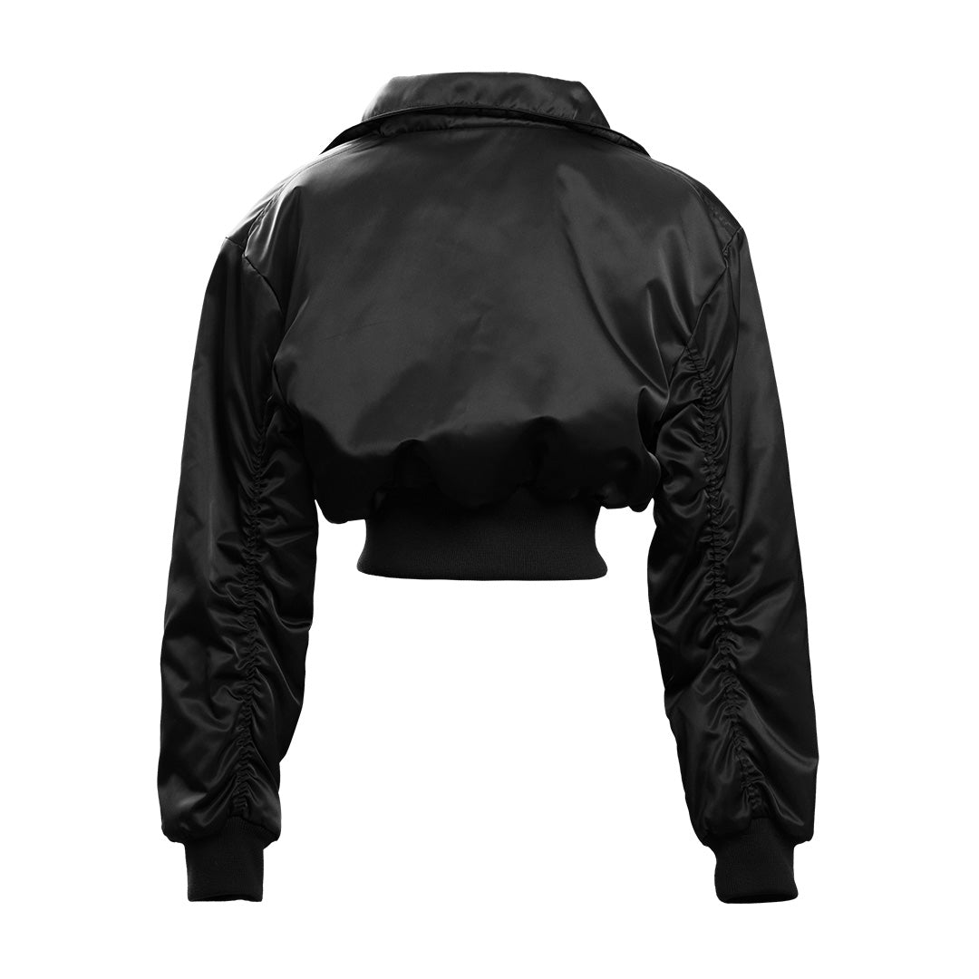 40S COLLAR CROPPED BOMBER [BLACK]
