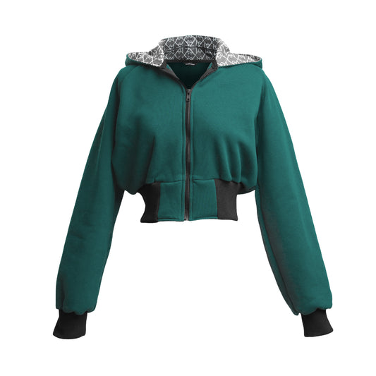 BOTTLE GREEN CROPPED HOODIE